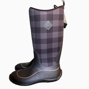 Muck Boots Hale Tall Black/Gray Plaid Boots Women's 10 NWT